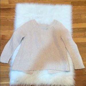 Blush crew neck open back sweater
